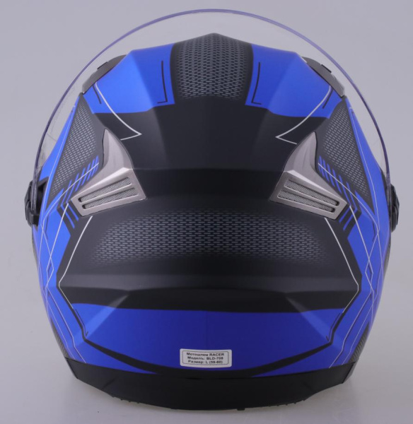Шлем мото открытый RACER (Рейсер) BLD-708 (XL) черный/синий | Мототека