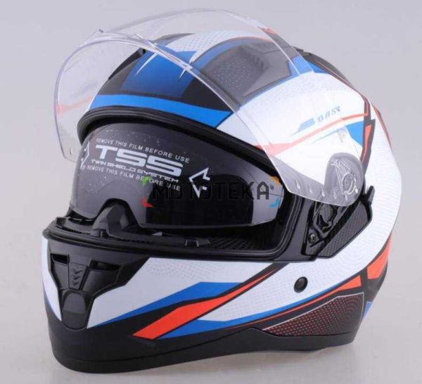 Шлем мото интеграл RACER (Рейсер) BLD-M67E (XXL) черный/синий