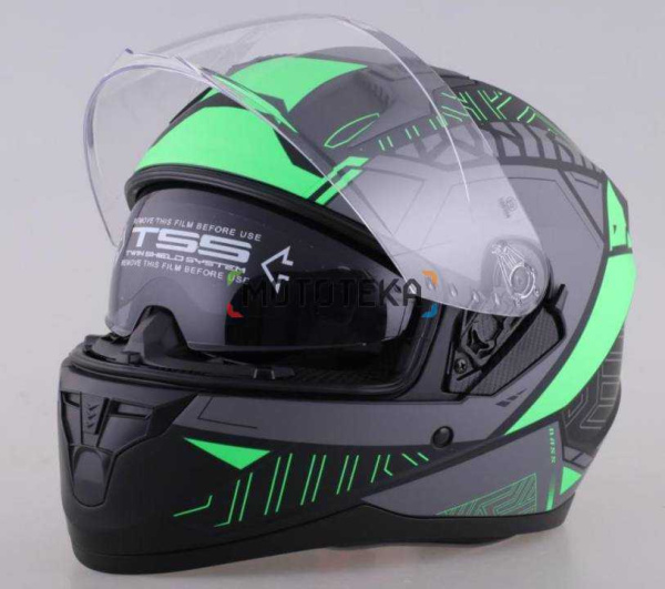 Шлем мото интеграл RACER (Рейсер) BLD-M67E (XXL) черный/зеленый
